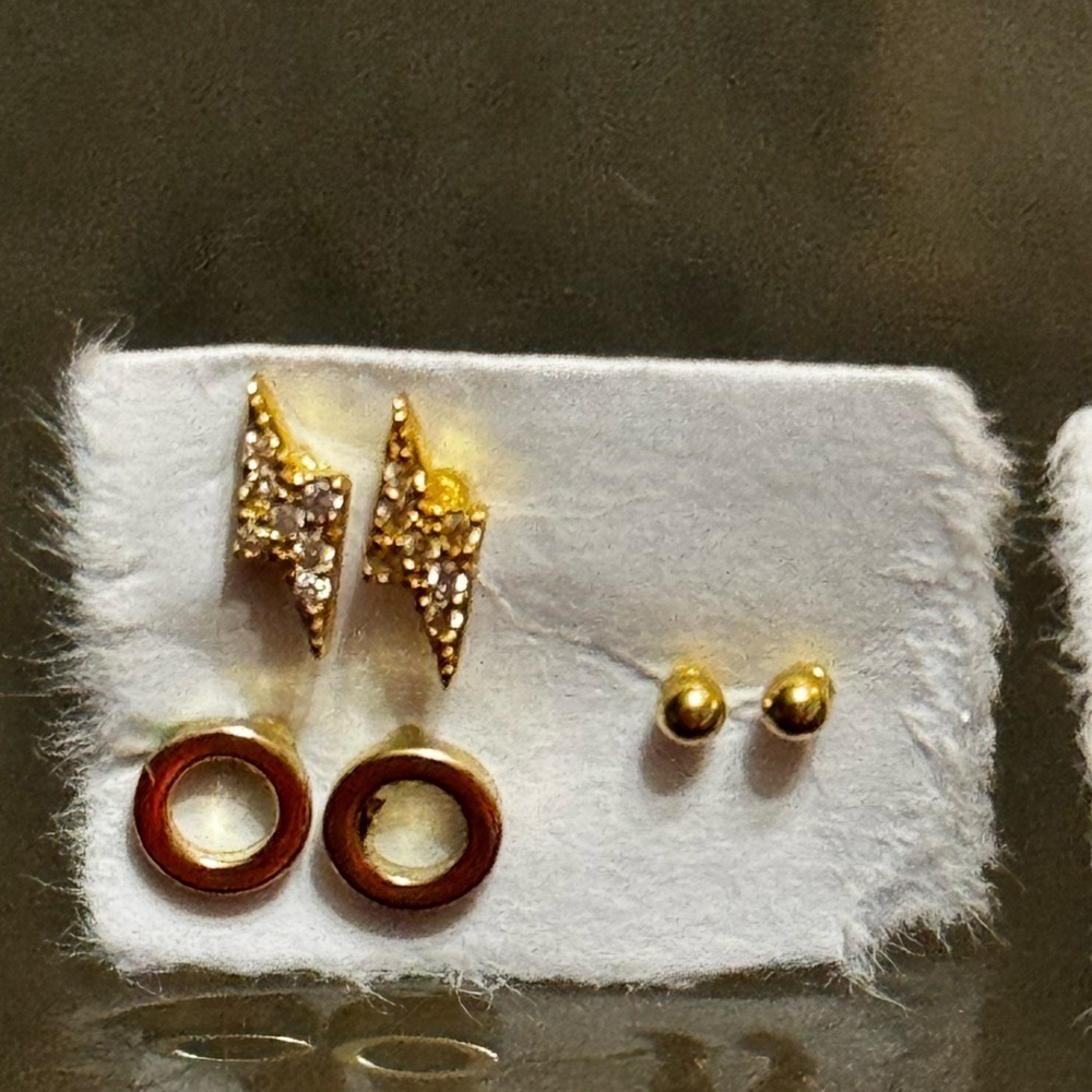 Assortment Gold Stud Earrings - Picture 2 of 3